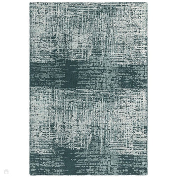 Torino Modern Abstract Distressed Shimmer Tonal Textured Hi-Low Soft Wool Loop & Viscose Flatweave Teal Green/Cream/Grey Rug-Asiatic Carpets-Rug Love - The Most Loved Rug Store